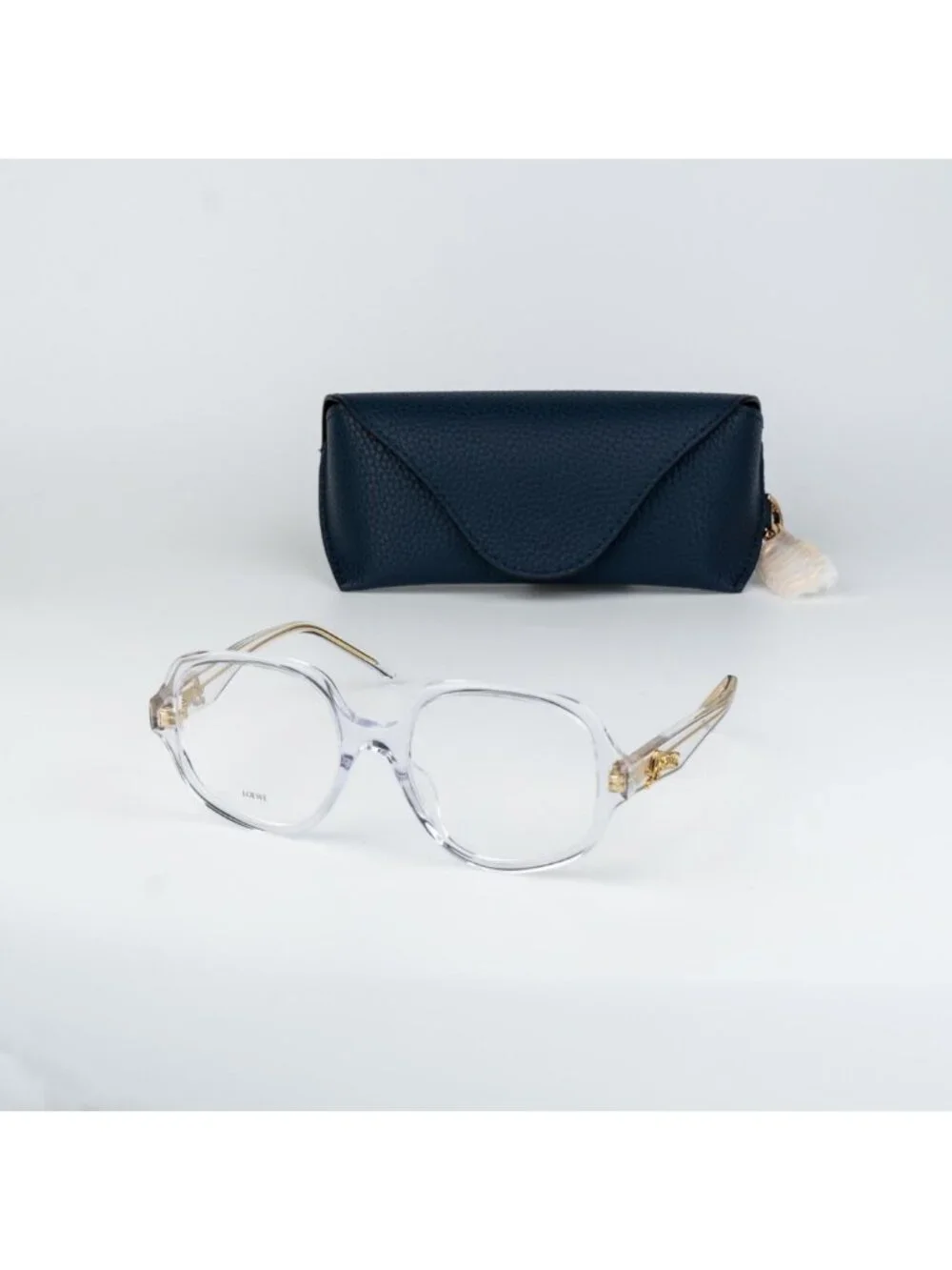 Loewe Women Eyeglasses White Demo Crystal Round LW50049I SLIM 022 NEW AUTHENTIC